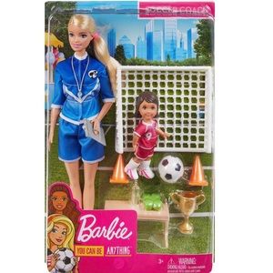 💙 Barbie Soccer Coach Playset with 2 Dolls 💙